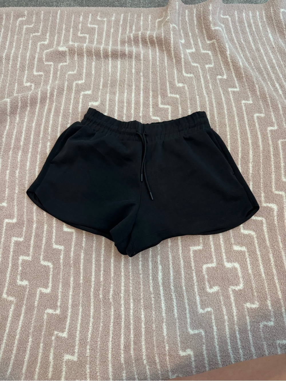Black High-Rise Athletic Shorts with Drawstring Waist